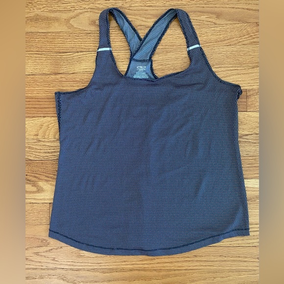 Athletic Works Tank Top Women’s Large (12-14) Black White Racer Back Reflective - Picture 1 of 6